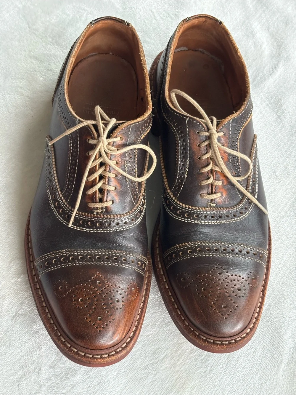Allen Edmonds Strandmok Cap Toe Brogue Heritage Dark Brown Oxfords Size10/10,5